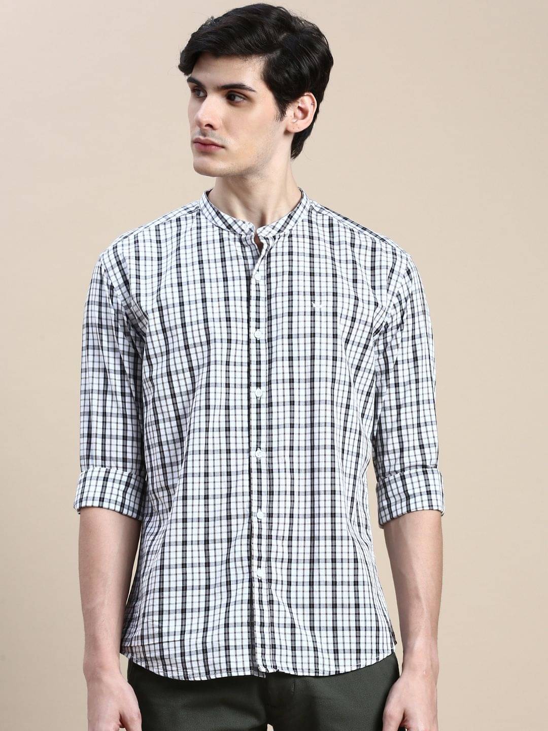 Showoff Cotton Blend Regular Fit Checks Full Sleeves Men's Casual Shirt - White ( Pack of 1 ) Showoff Cotton Blend Regular Fit Checks Full Sleeves Men's Casual Shirt - White ( Pack of 1 )