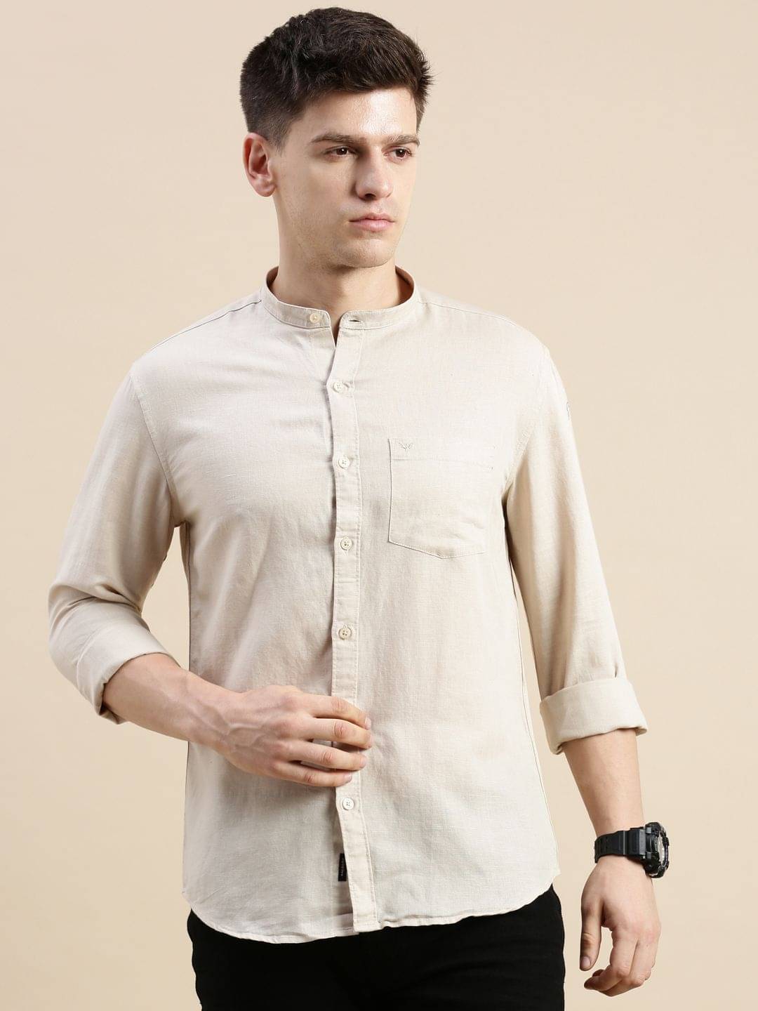 Showoff Linen Regular Fit Solids Full Sleeves Men's Casual Shirt - Beige ( Pack of 1 ) Showoff Linen Regular Fit Solids Full Sleeves Men's Casual Shirt - Beige ( Pack of 1 )