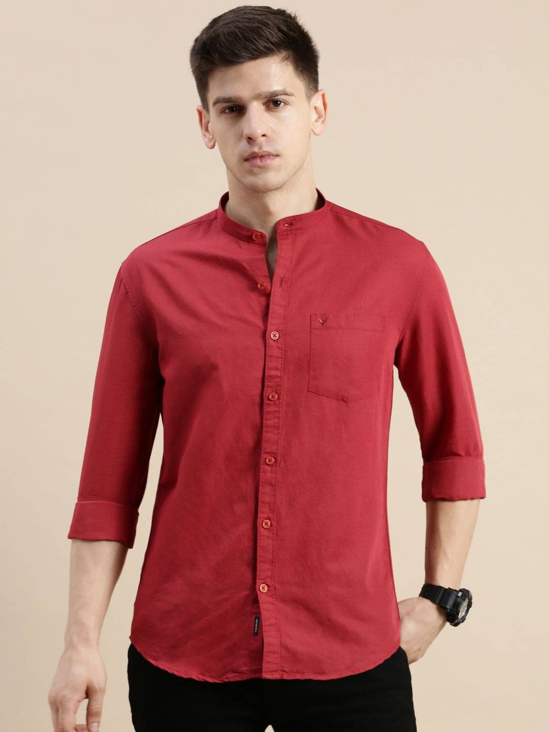 Showoff Linen Regular Fit Solids Full Sleeves Men's Casual Shirt - Maroon ( Pack of 1 ) Showoff Linen Regular Fit Solids Full Sleeves Men's Casual Shirt - Maroon ( Pack of 1 )
