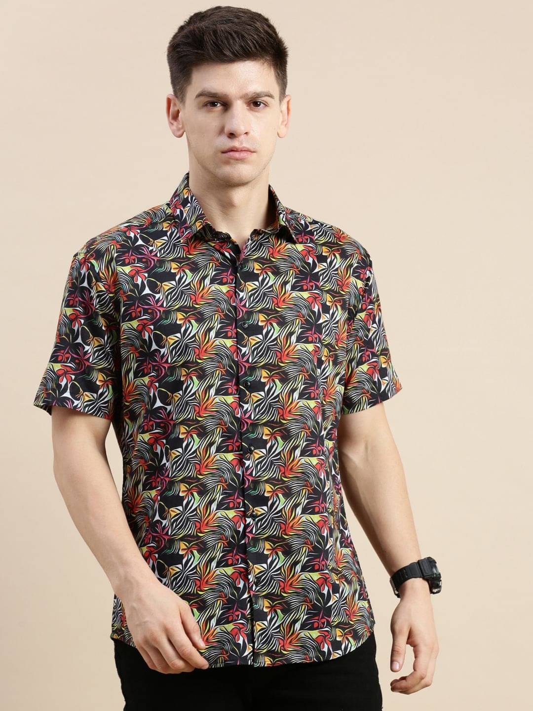     			Showoff Satin Regular Fit Printed Half Sleeves Men's Casual Shirt - Multi ( Pack of 1 )