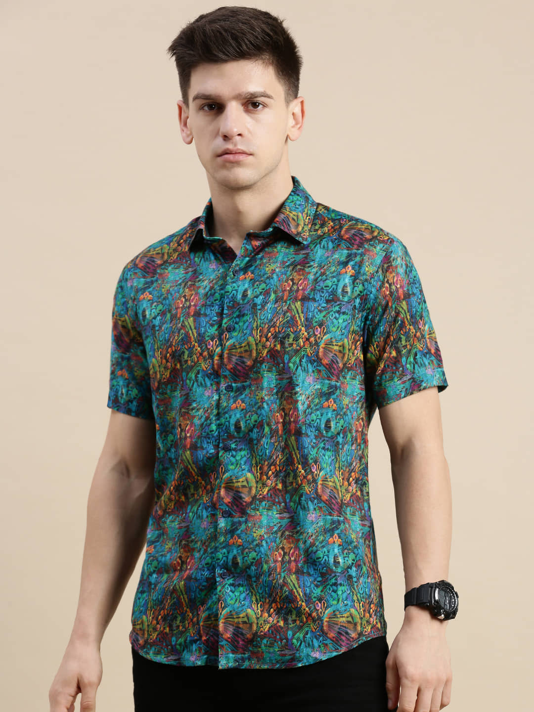 Showoff Satin Regular Fit Printed Half Sleeves Men's Casual Shirt - Multi ( Pack of 1 )