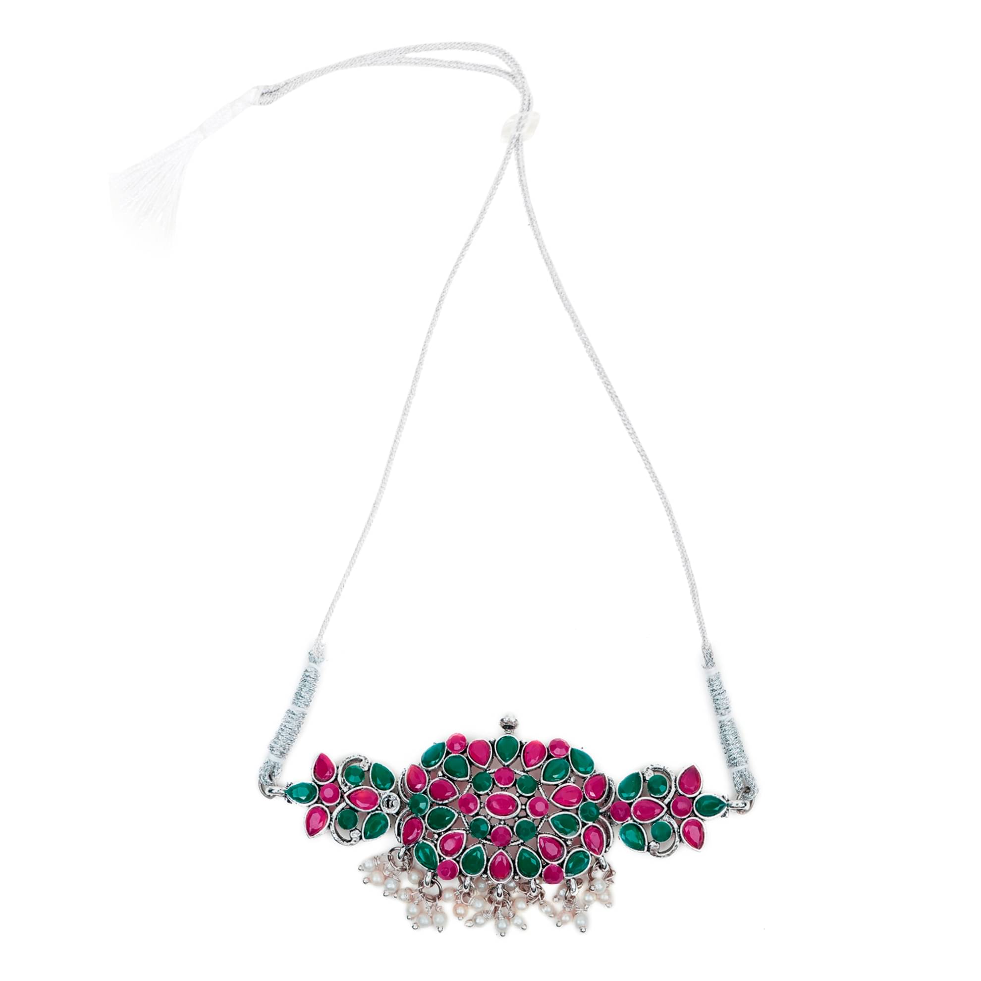     			Sunhari Jewels - Multi Color Brass Necklace Set ( Pack of 1 )