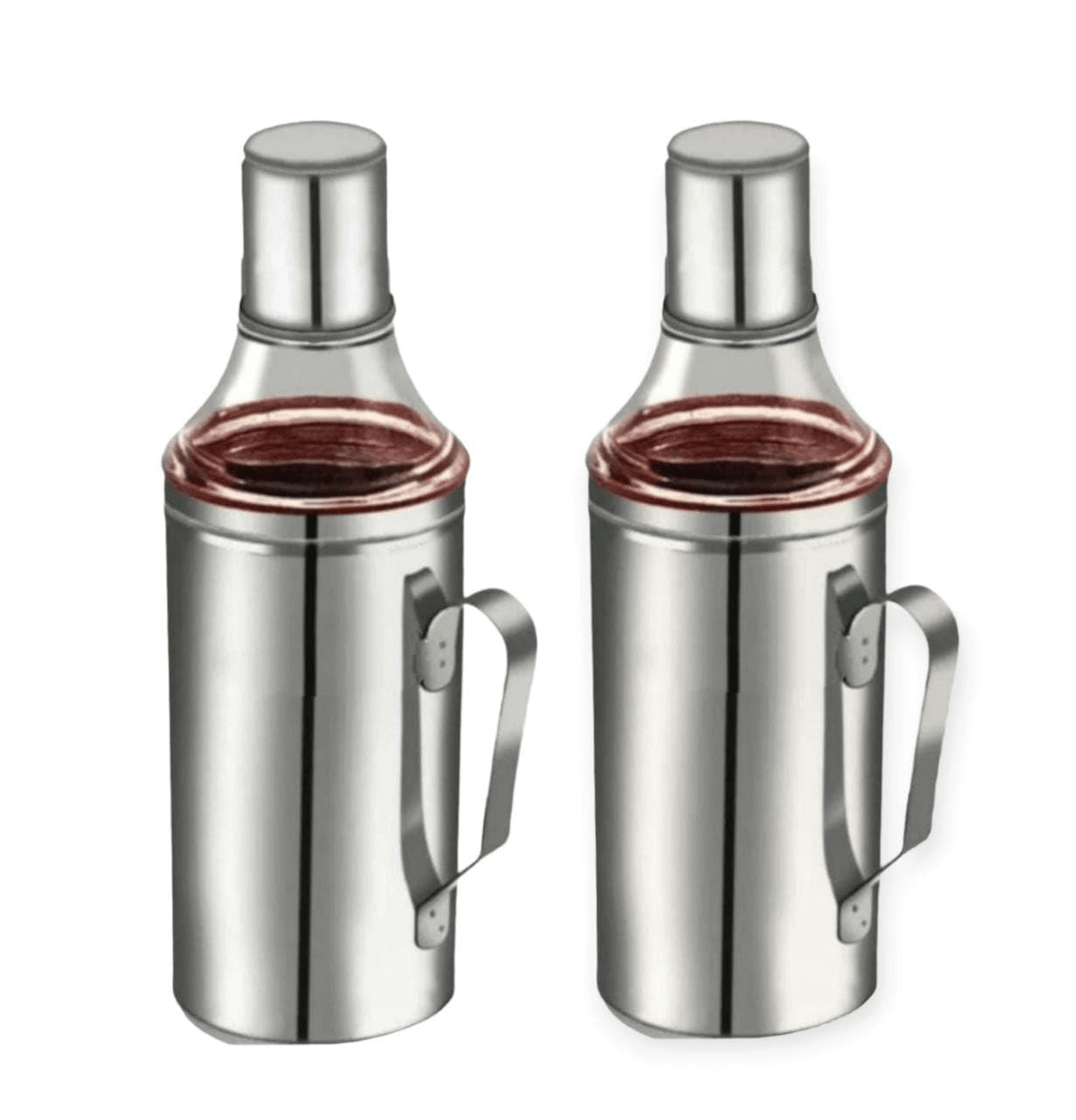 Visaxmi Oil Dispenser Steel Silver Oil Container ( Set of 2 )