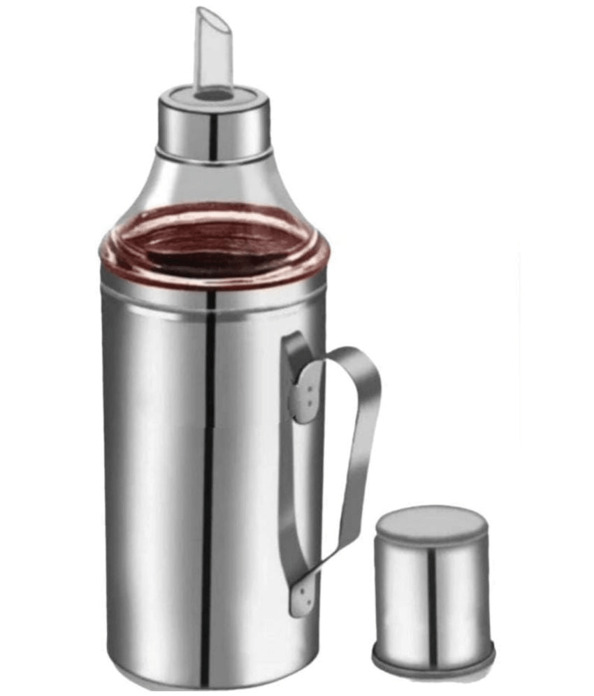 Visaxmi Oil Dispenser Steel Silver Oil Container ( Set of 1 )