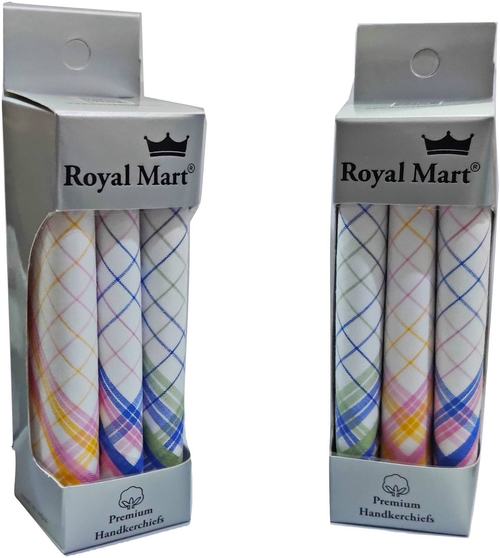 royal mart 6 Multi Colour 11 Inch Handkerchief Women's Cotton Striped | Comfortable and Convenient for Long Hours | Multi Colour| Multicolor Handkerchief (Pack of 6)