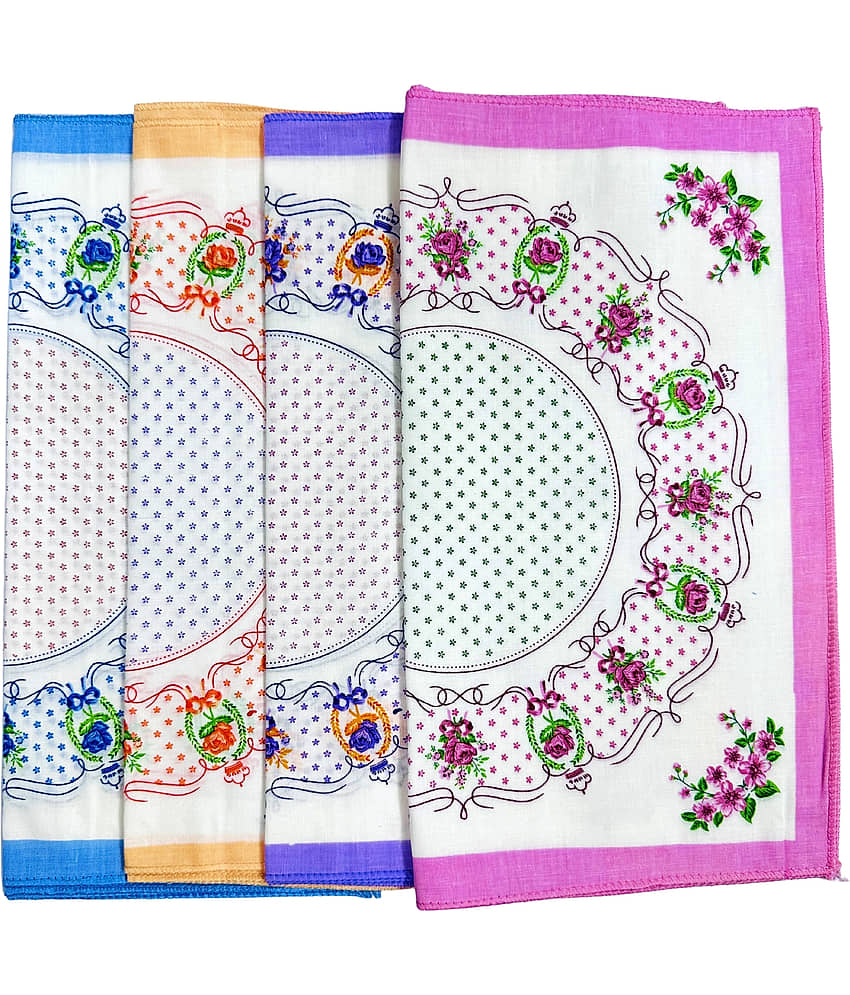 royal mart Premium Cotton Handkerchief 11*11 – Soft Prints for Women/Girl/Design Will Vary Multicolor Handkerchief (Pack of 4) - Jewellery Sets | Buy online on ZillyBuy