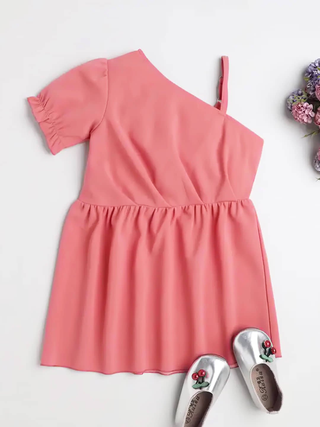 Addyvero Lycra Fit And Flare Dress For Girls ( Pack of 1 , Pink )