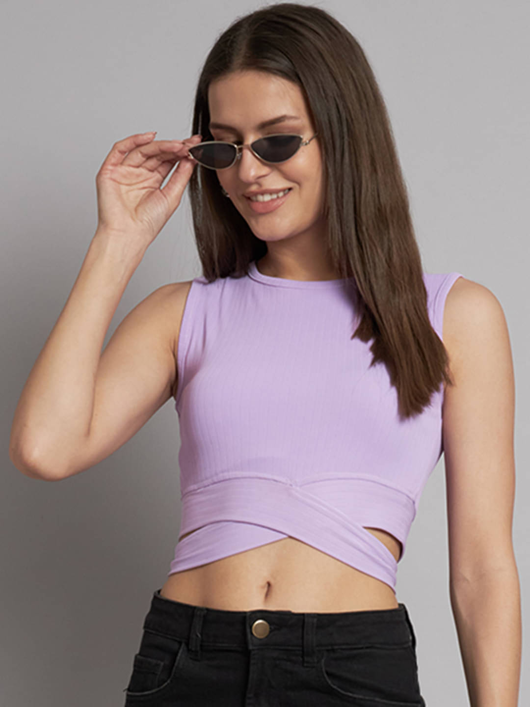     			Addyvero Women's Cotton Blend Crop Top ( Purple )