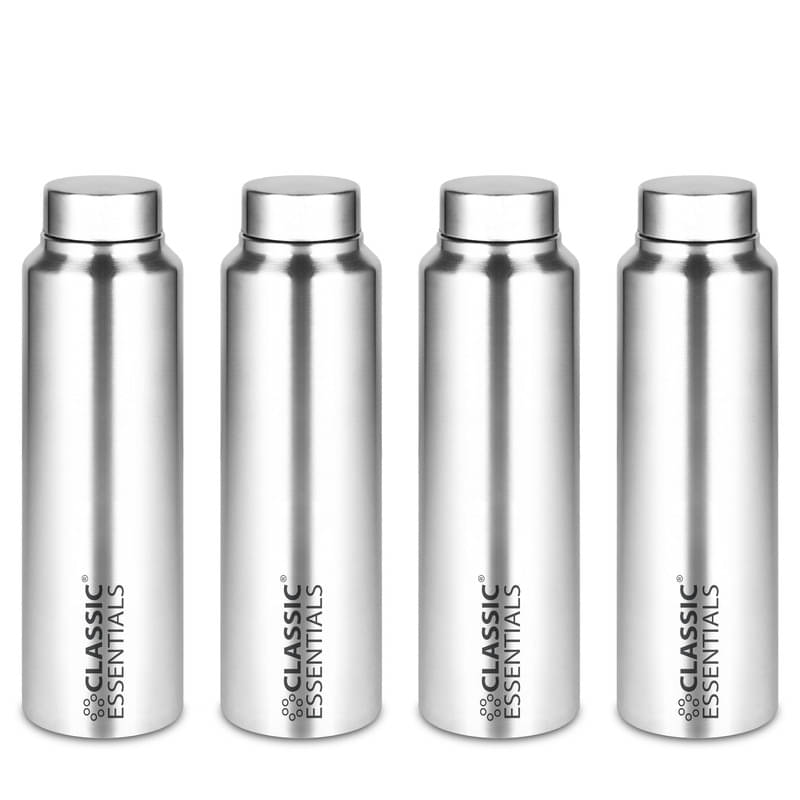    			Classic Essentials Inox Spring Silver Fridge Water Bottle 1000 mL ( Set of 4 )