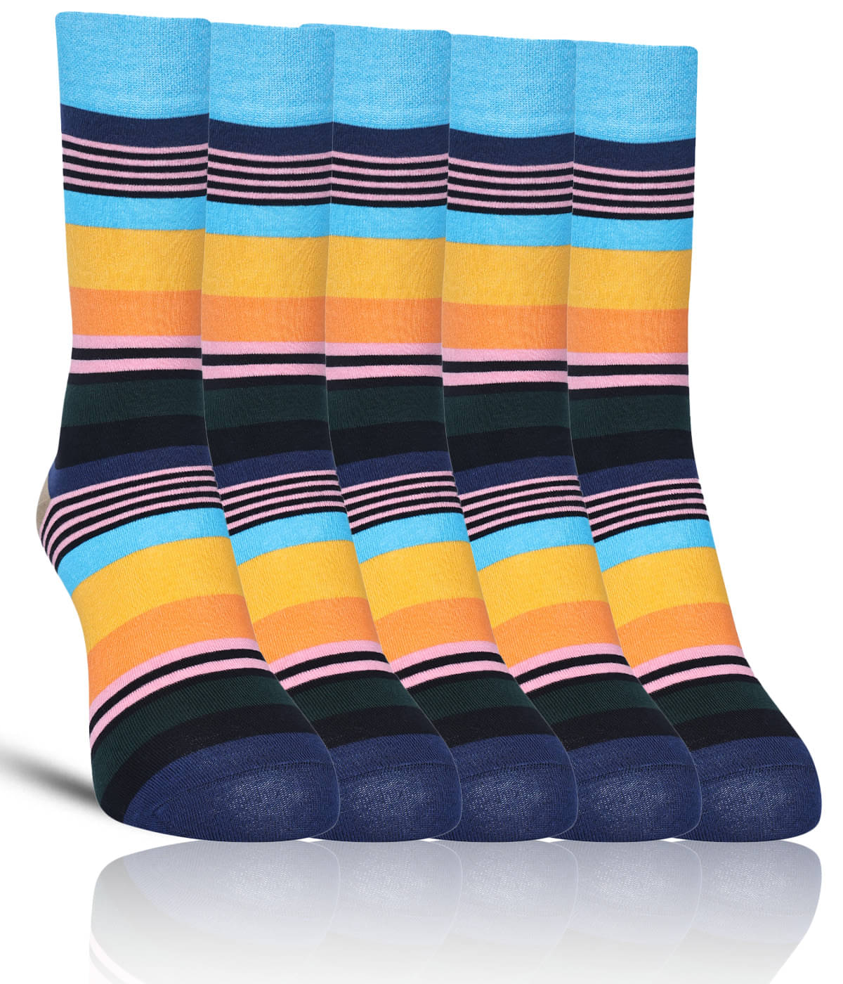     			Dollar - Cotton Men's Striped Blue Full Length Socks ( Pack of 5 )