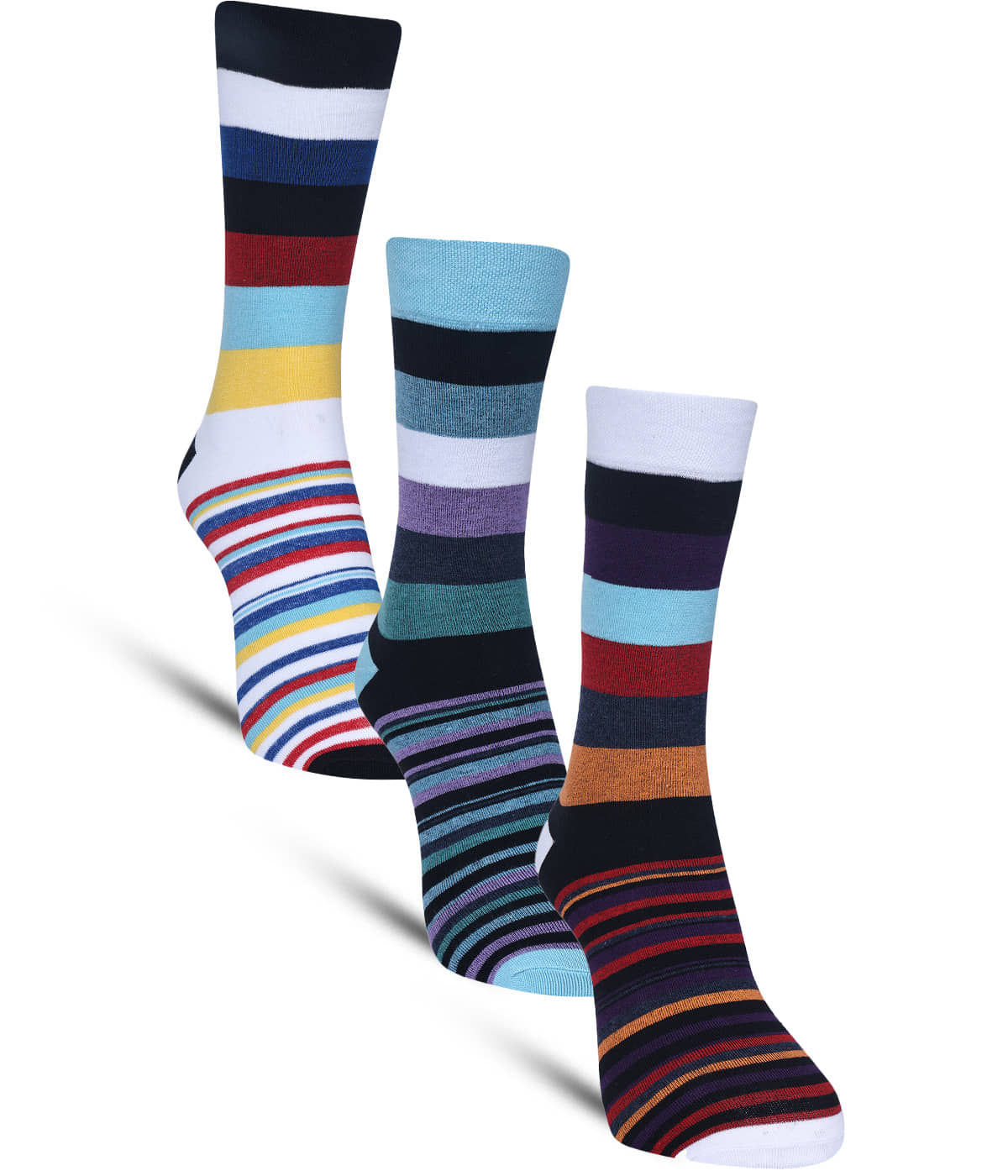 Dollar - Cotton Men's Striped Multicolor Full Length Socks ( Pack of 3 ) - Socks | Buy online on ZillyBuy