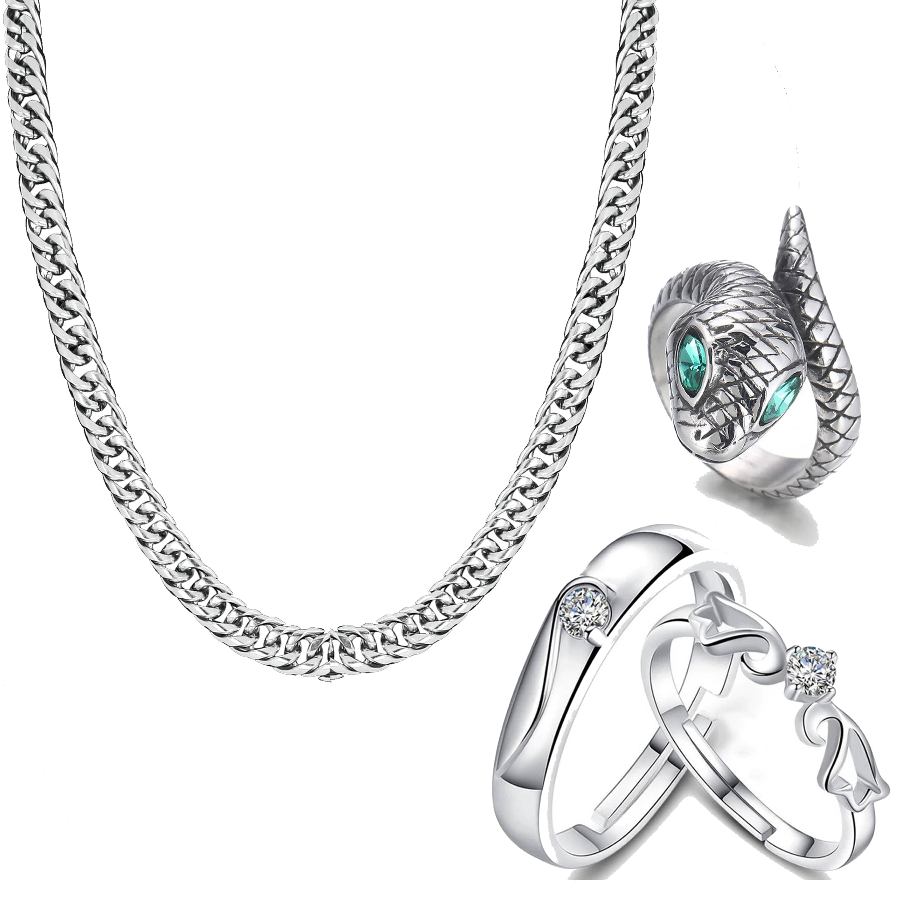 FASHION FRILL - Silver Plated Stainless Steel Chain ( Pack of 3 )