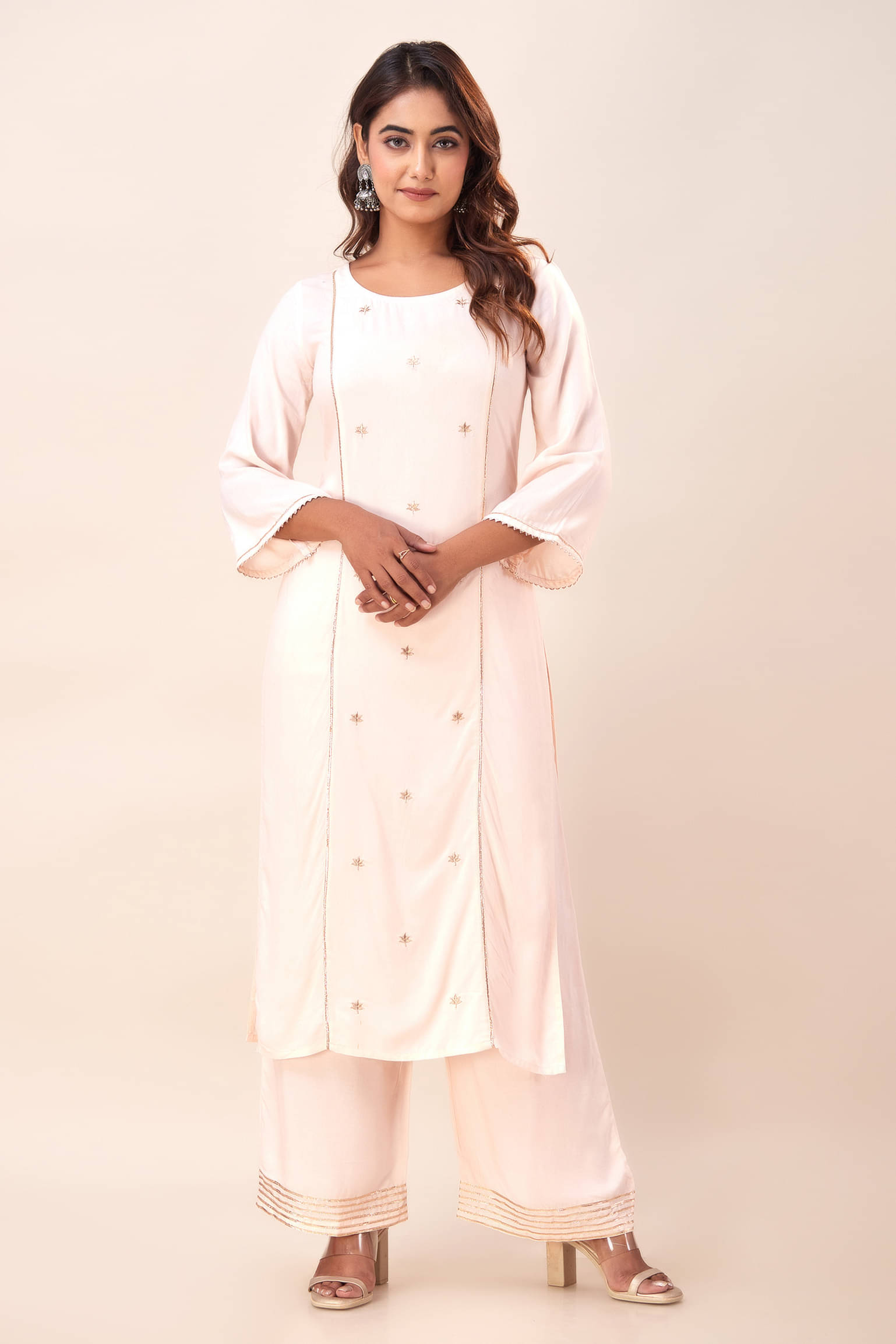 FabbibaPrints Viscose Embroidered Kurti With Pants Women's Stitched Salwar Suit - Pink ( Pack of 1 ) FabbibaPrints Viscose Embroidered Kurti With Pants Women's Stitched Salwar Suit - Pink ( Pack of 1 )