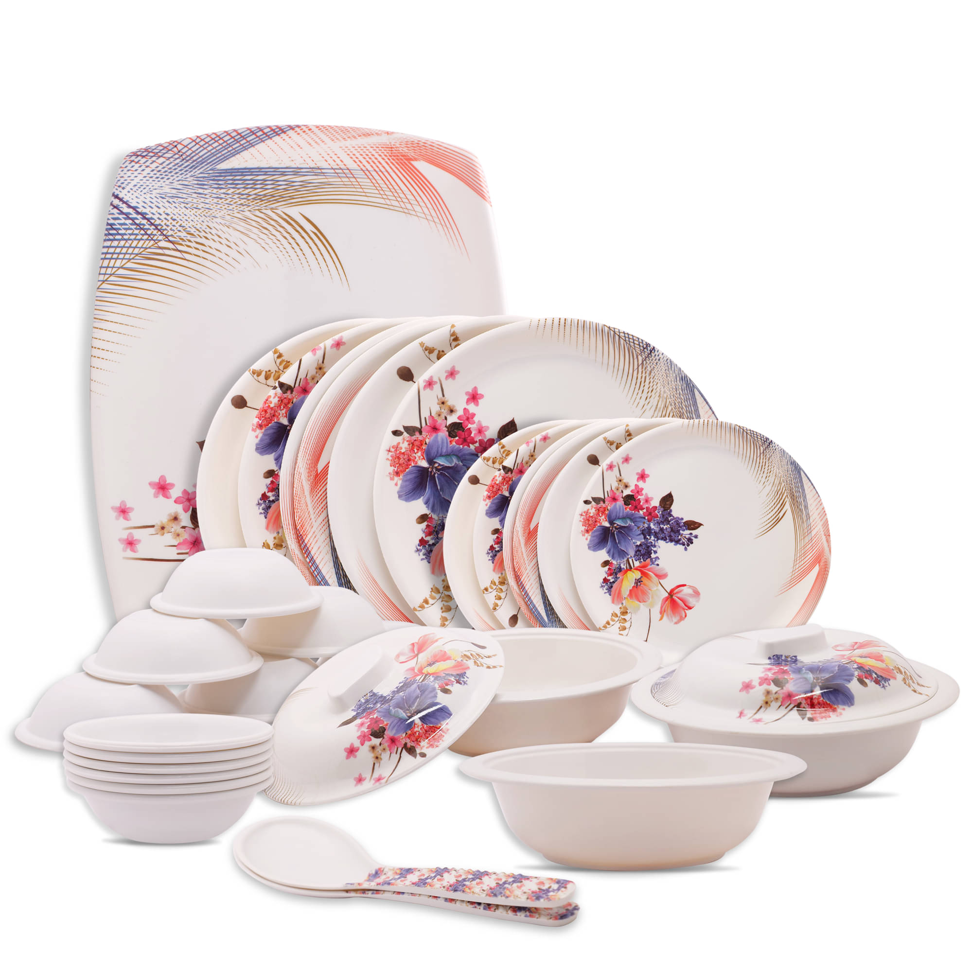     			Homepro Floral White & Blue Melamine 32 Pcs Dinner Set