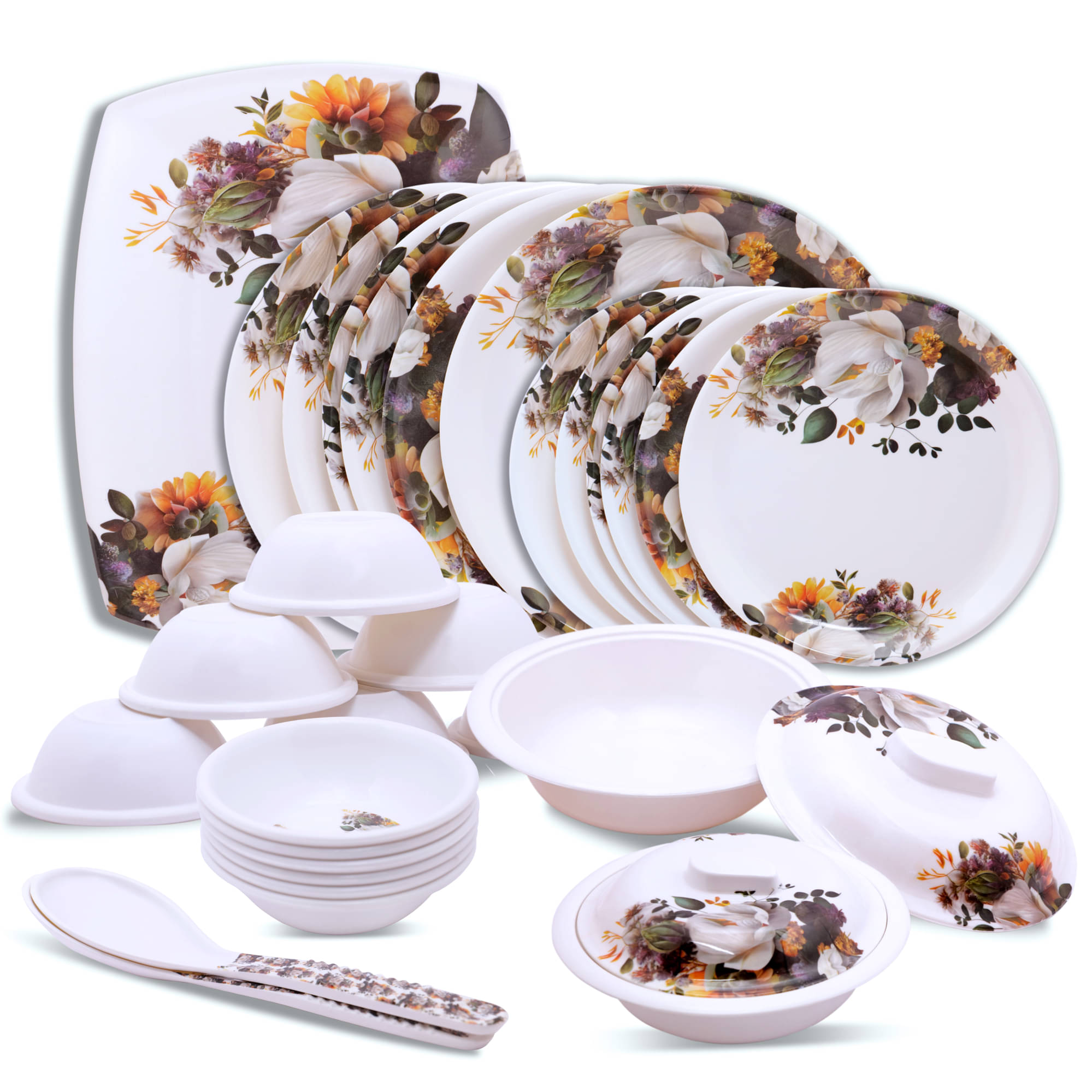 Homepro Gardenia White Melamine 41 Pcs Dinner Set Homepro Gardenia White Melamine 41 Pcs Dinner Set