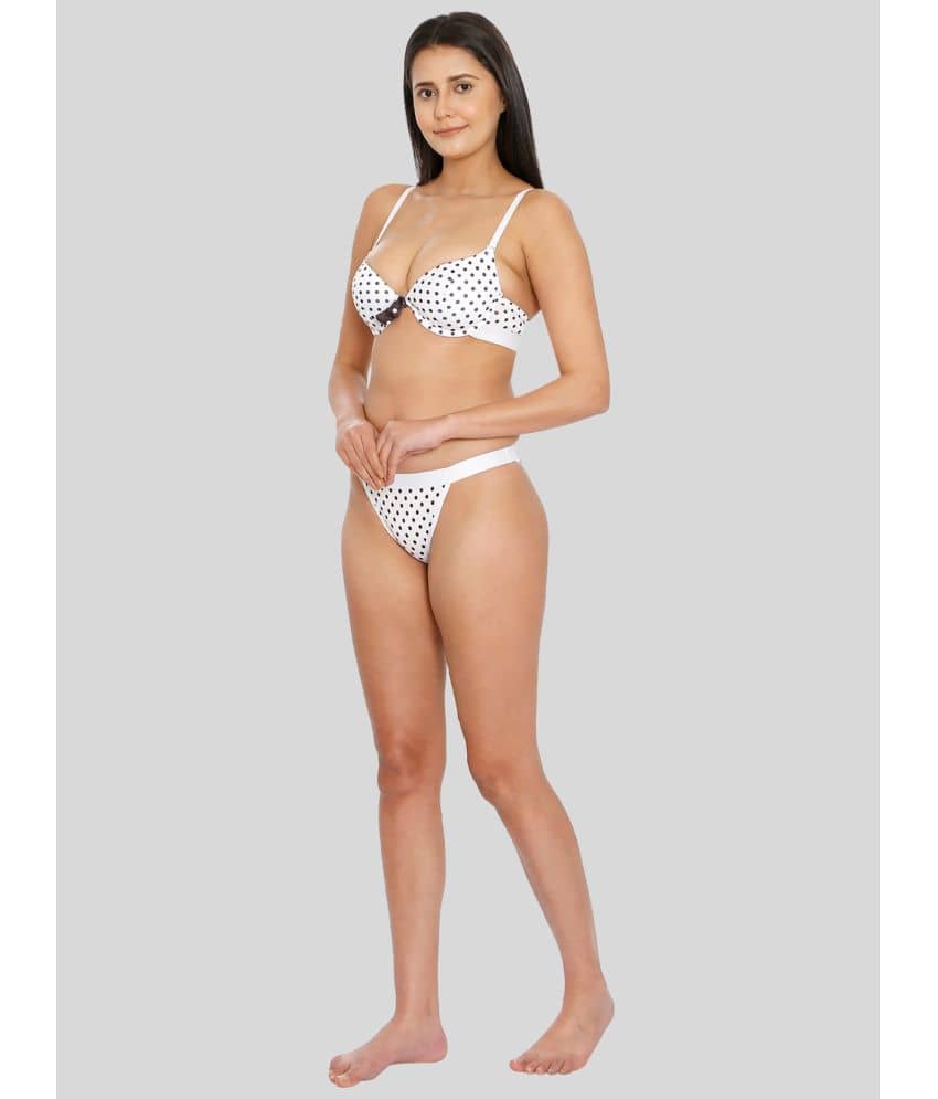 ILRASO Nylon Women's Bra & Panty Set ( White )