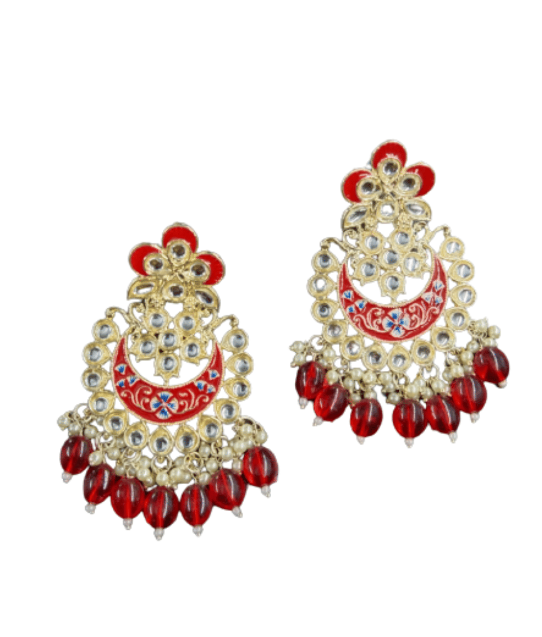Jiyanshi fashion Red Jhumki Earrings ( Pack of 1 ) - Earrings | Buy online on ZillyBuy