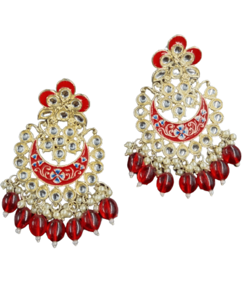 Jiyanshi fashion Red Jhumki Earrings ( Pack of 1 ) - Earrings | Buy online on ZillyBuy