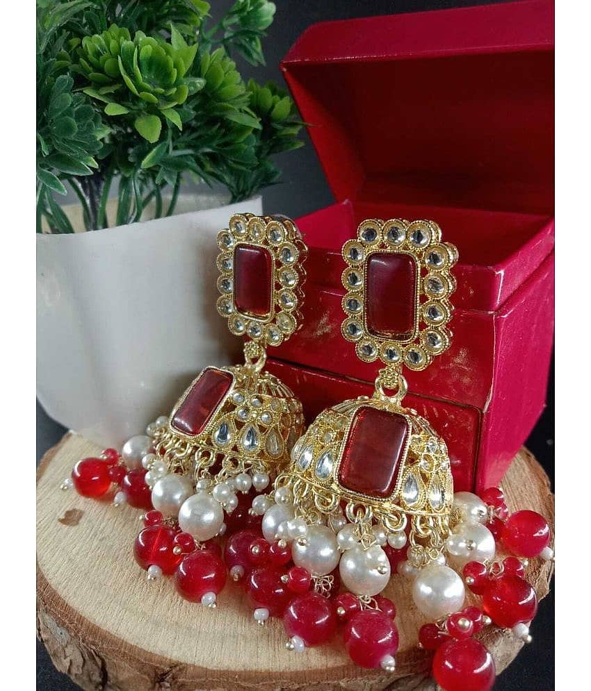 Jiyanshi fashion Red Jhumki Earrings ( Pack of 1 ) - Earrings | Buy online on ZillyBuy