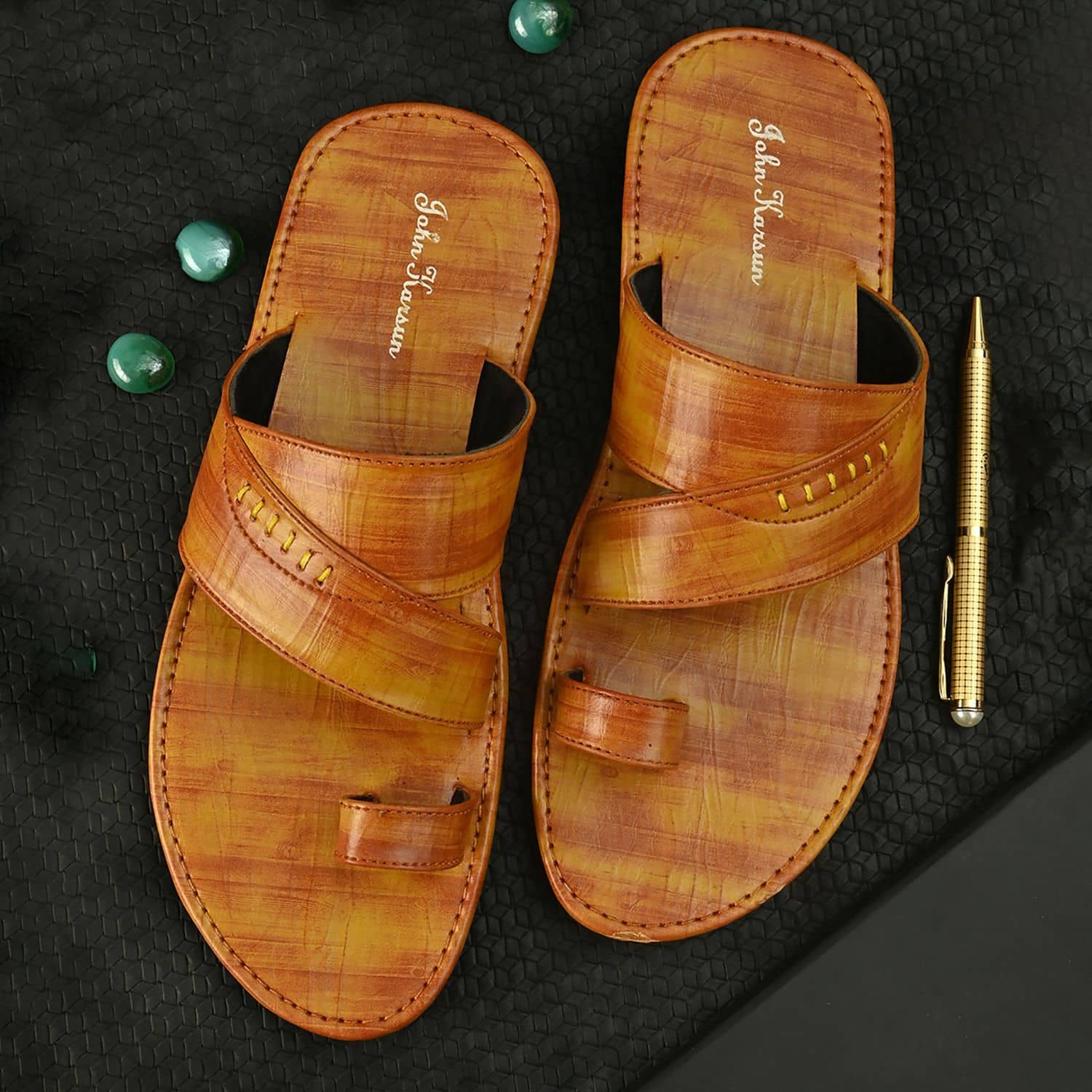 John Karsun - Beige Men's Leather Slipper