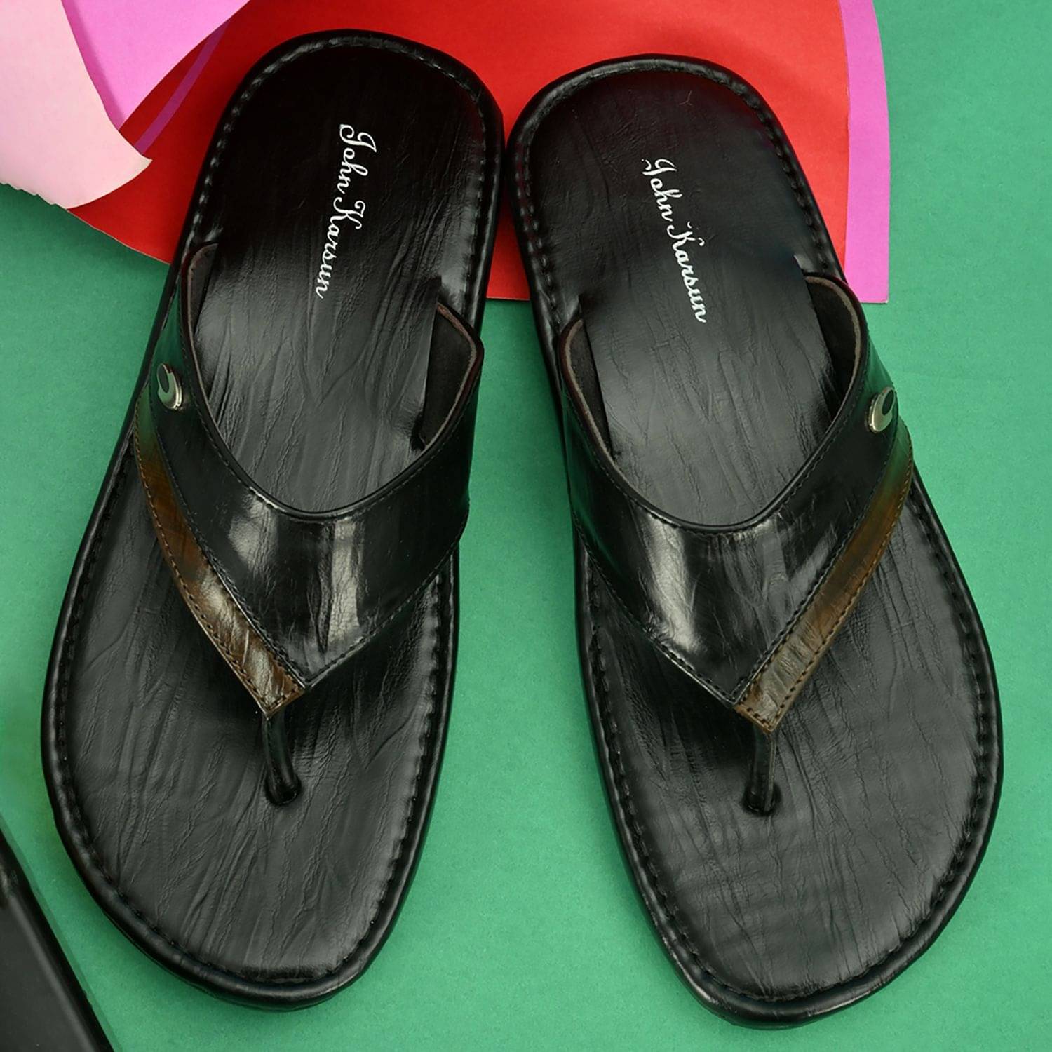     			John Karsun Black Flip Flops