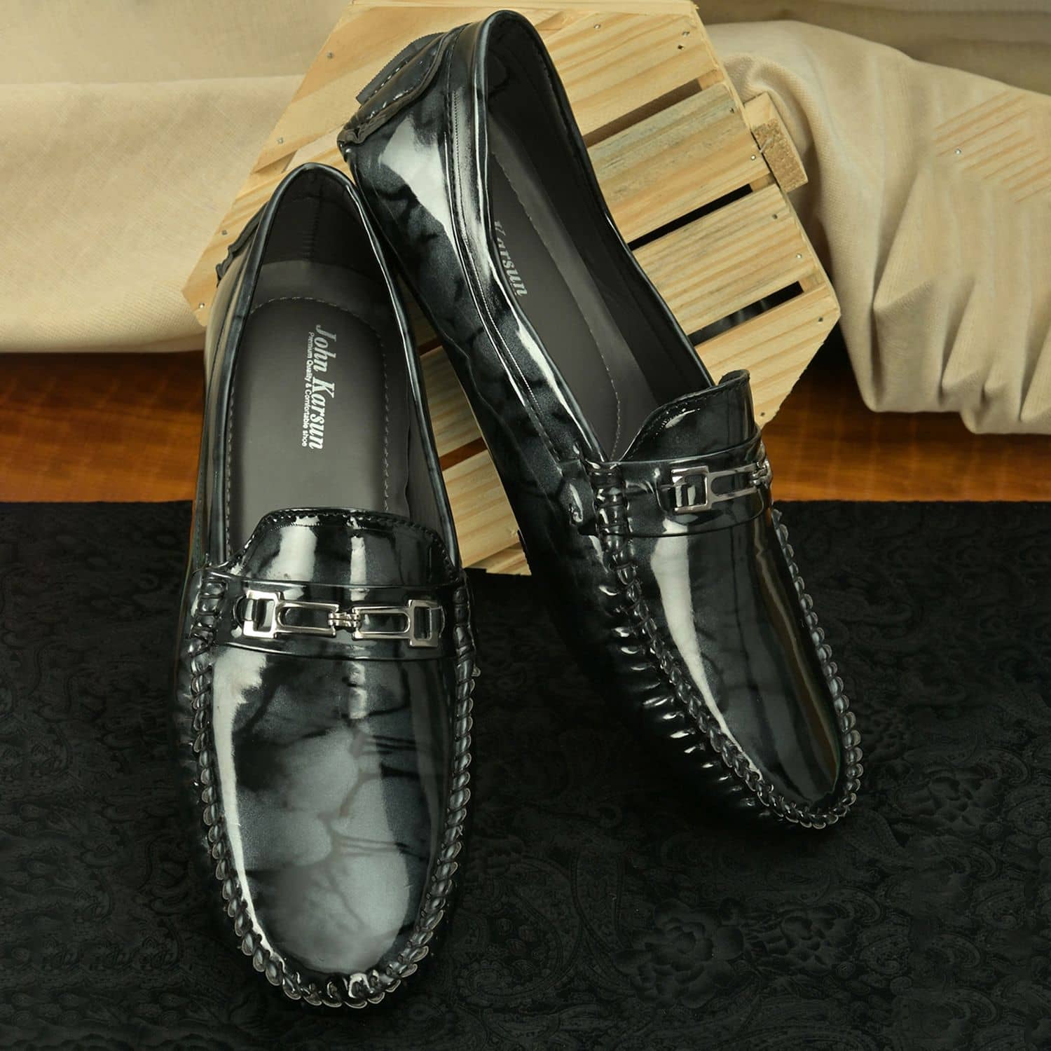 John Karsun Black Loafers - Formal Shoes | Buy online on ZillyBuy