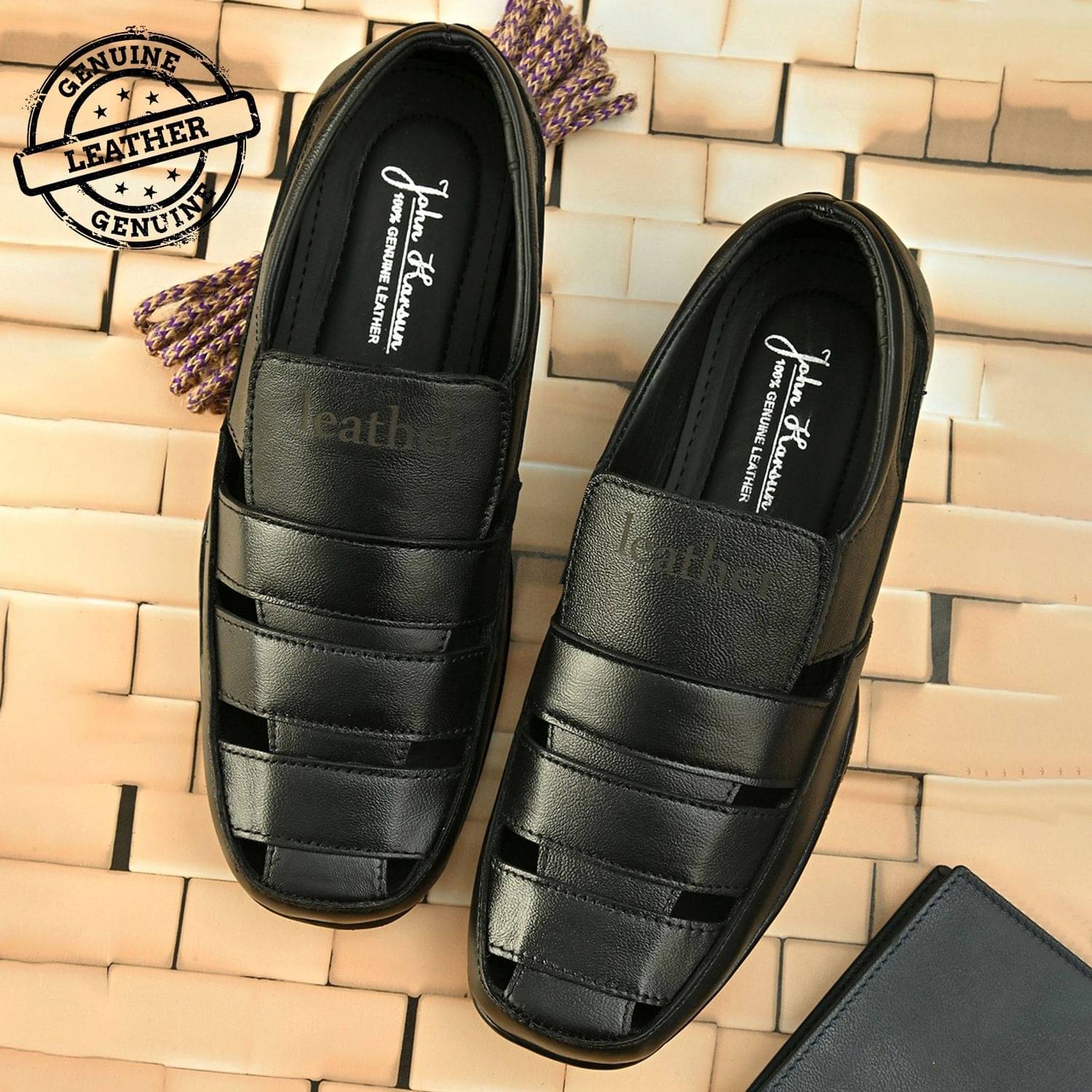     			John Karsun - Black Men's Sandals