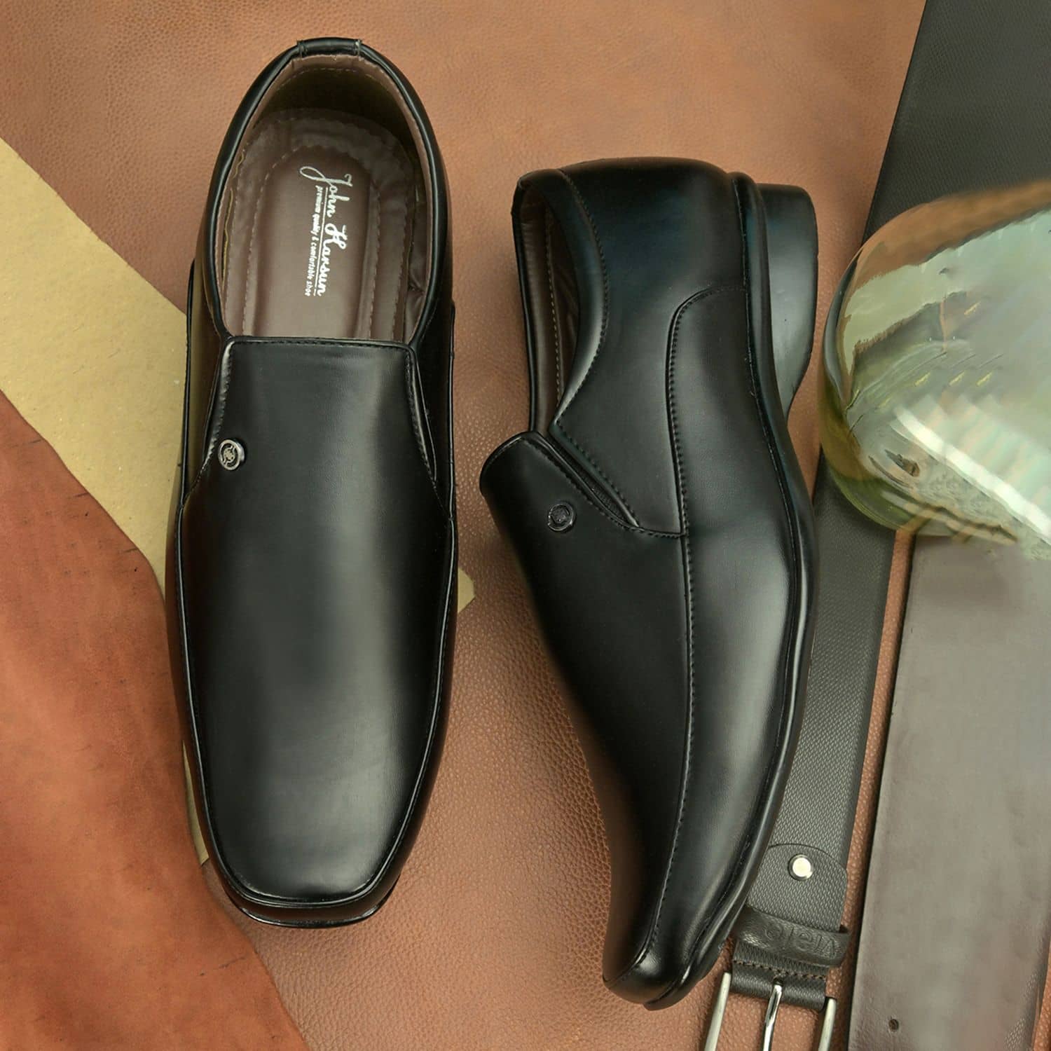 John Karsun - Black Men's Slip On Formal Shoes - Formal Shoes | Buy online on ZillyBuy