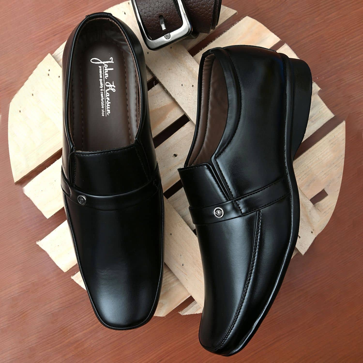 John Karsun - Black Men's Slip On Formal Shoes - Formal Shoes | Buy online on ZillyBuy