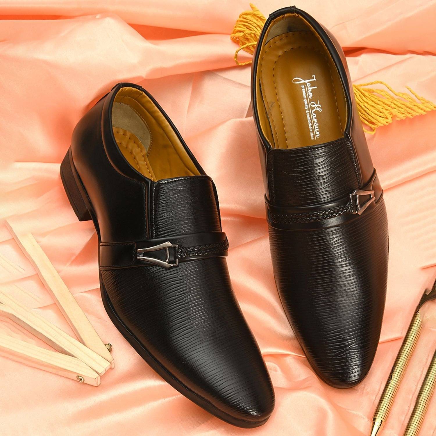     			John Karsun - Black Men's Slip On Formal Shoes