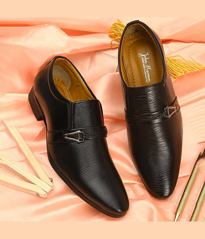 John Karsun - Black Men's Slip On Formal Shoes - Formal Shoes | Buy online on ZillyBuy