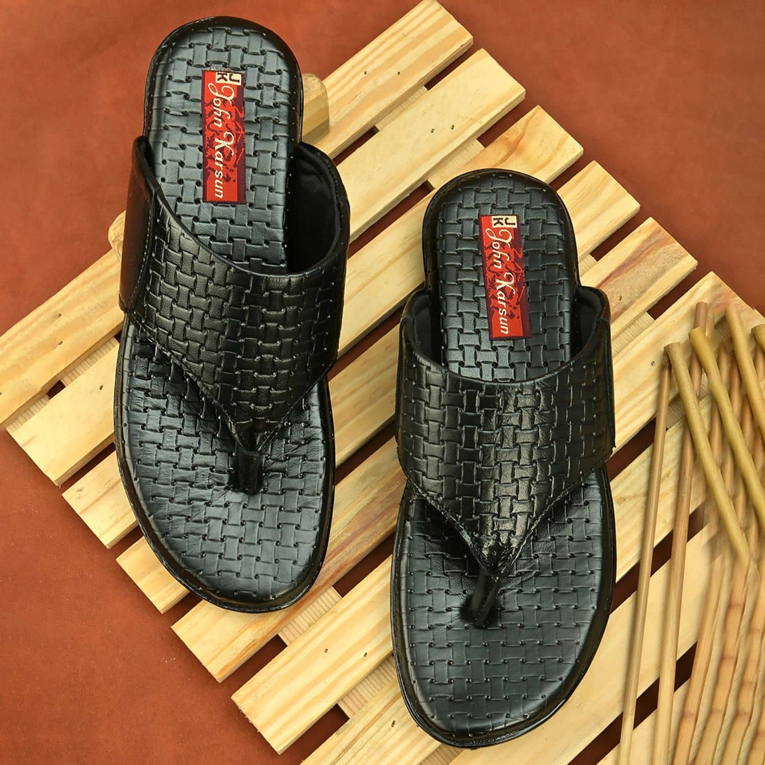 John Karsun - Black Men's Leather Slipper