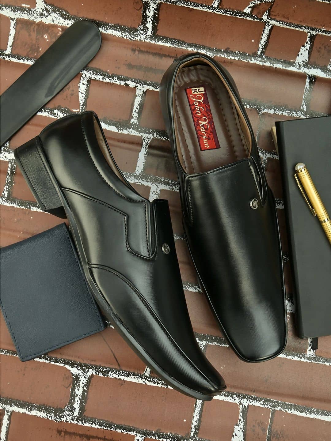 John Karsun - Black Men's Slip On Formal Shoes - Formal Shoes | Buy online on ZillyBuy