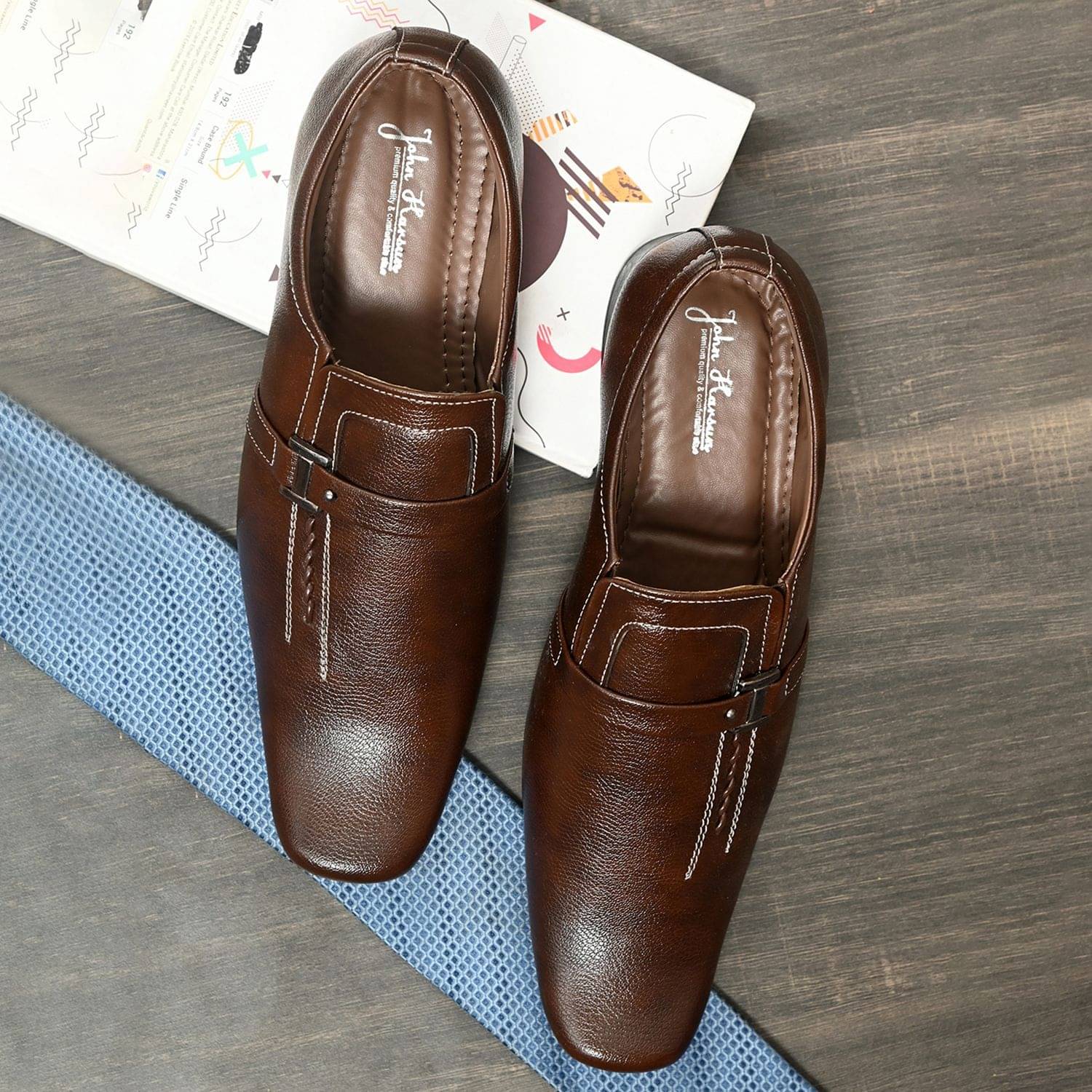     			John Karsun - Brown Men's Slip On Formal Shoes
