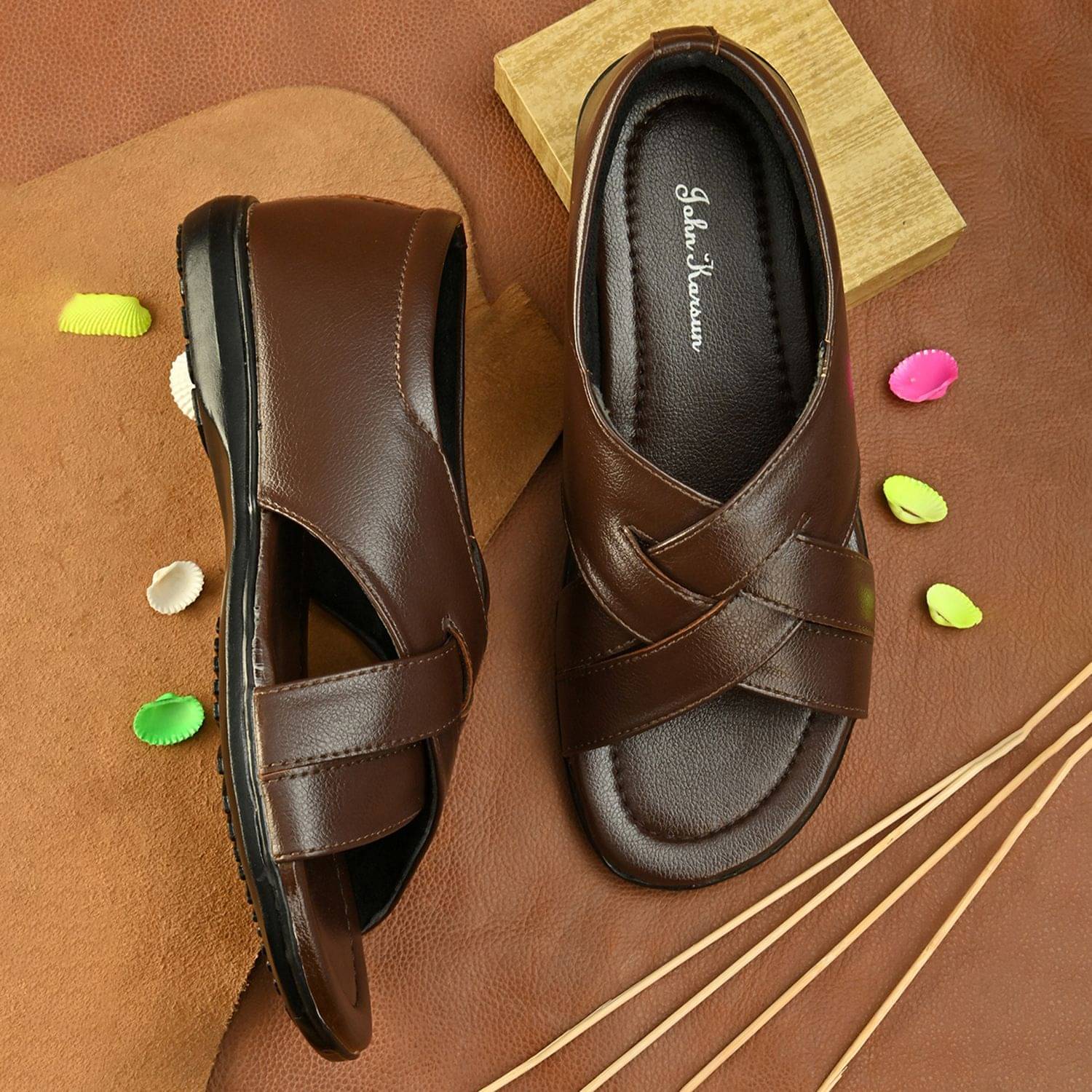 John Karsun - Brown Men's Sandals     			John Karsun - Brown Men's Sandals