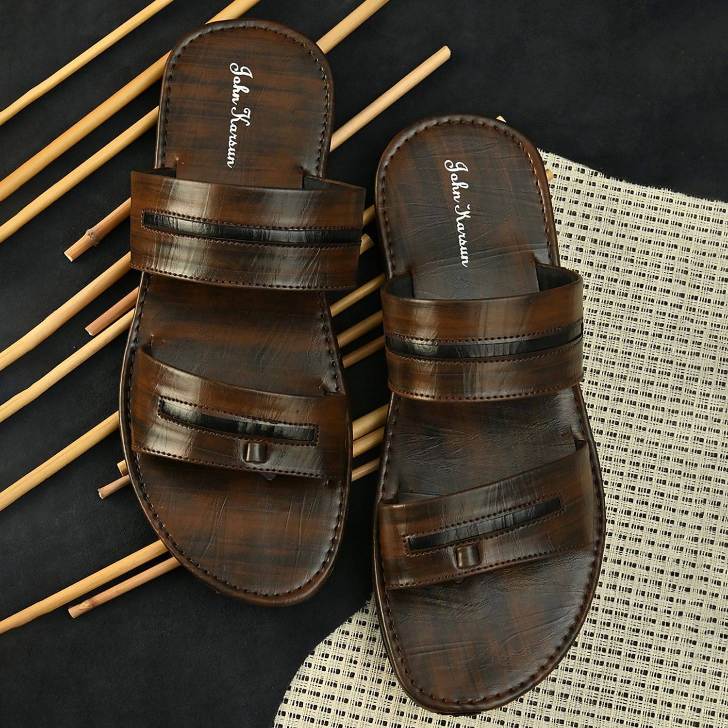     			John Karsun - Brown Men's Leather Slipper