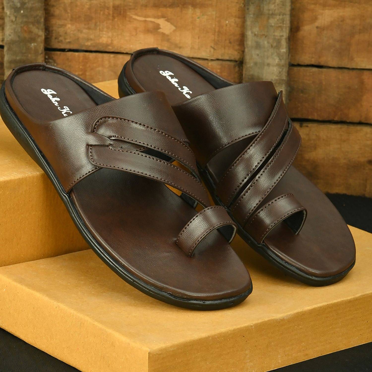     			John Karsun - Brown Men's Leather Slipper