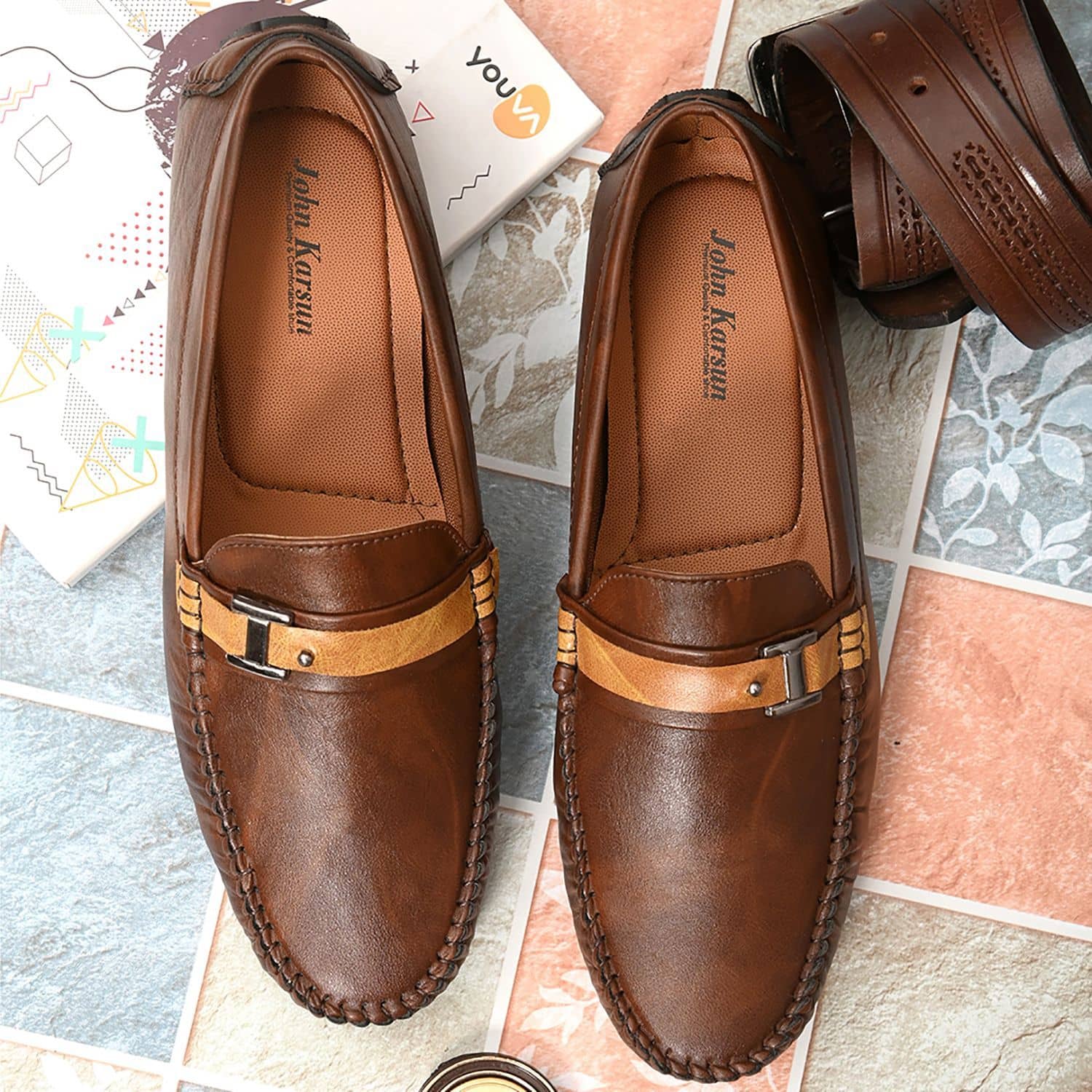 John Karsun - Brown Men's Driving - Formal Shoes | Buy online on ZillyBuy