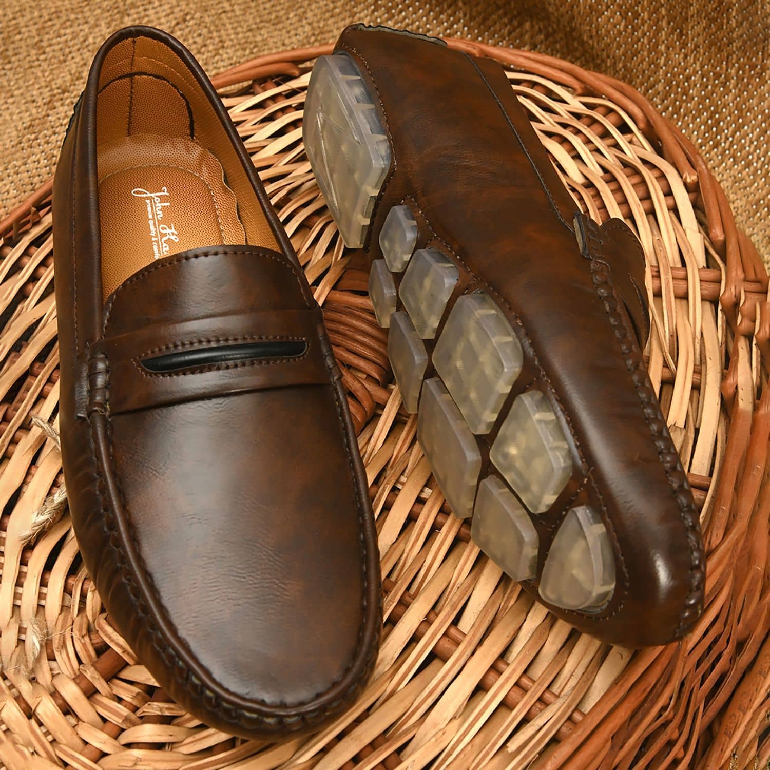 John Karsun - Brown Men's Slip on loafers - Formal Shoes | Buy online on ZillyBuy