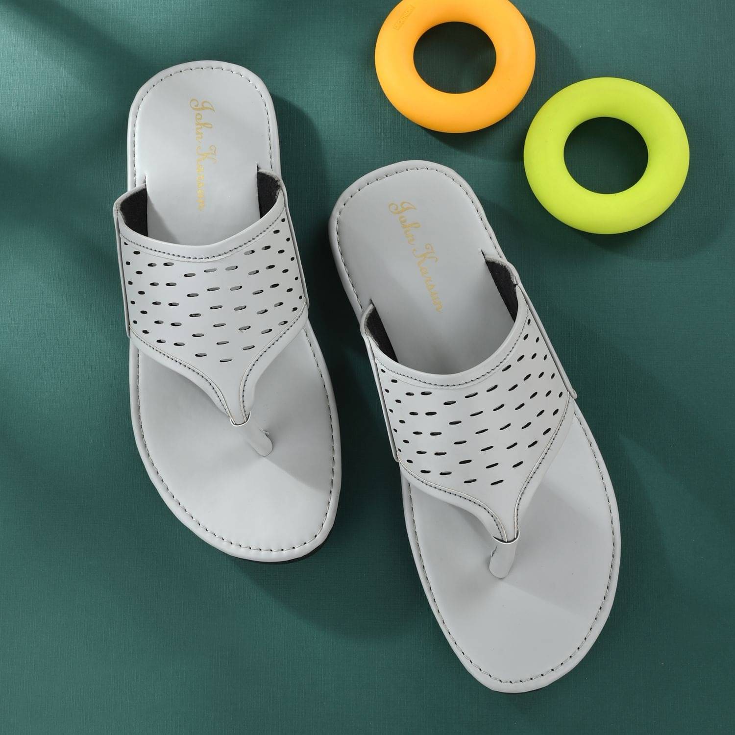     			John Karsun - Light Grey Men's Leather Slipper