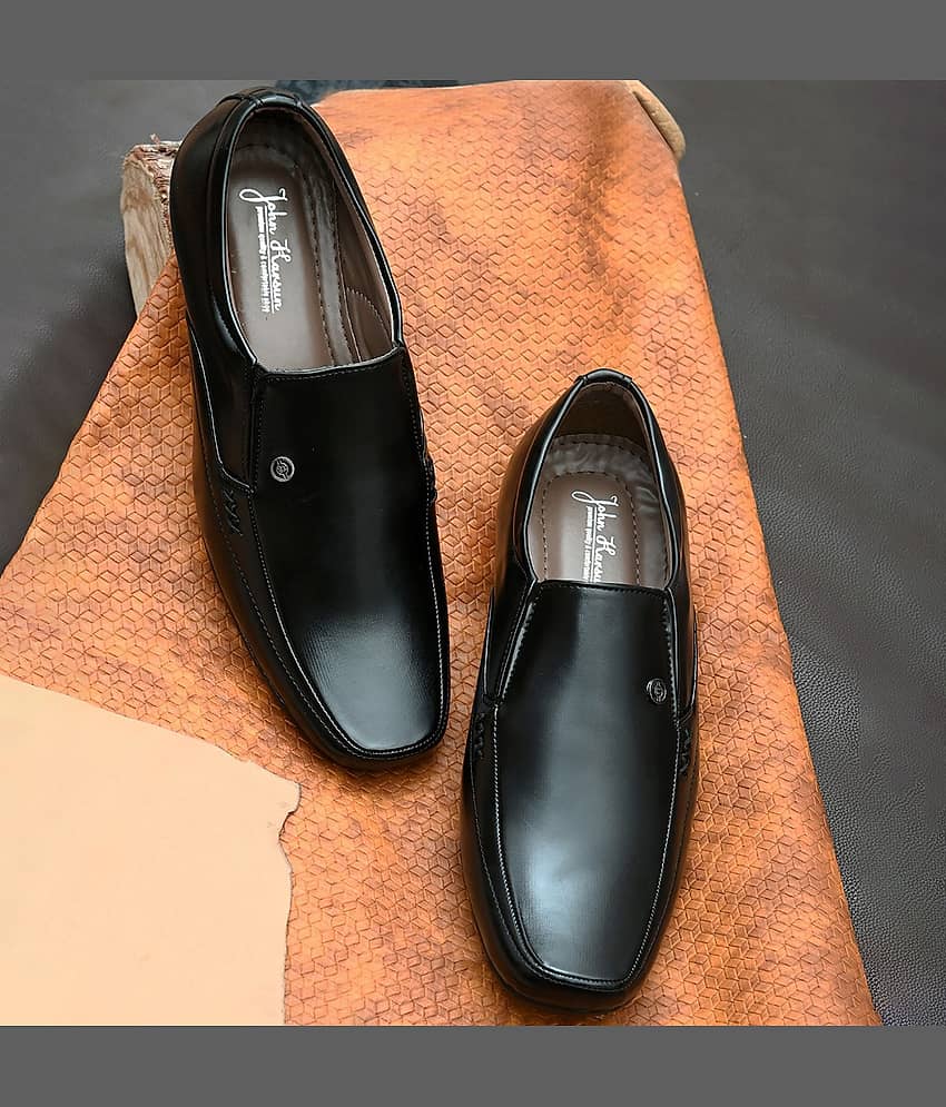 John Karsun Slip On Artificial Leather Black Formal Shoes - Formal Shoes | Buy online on ZillyBuy