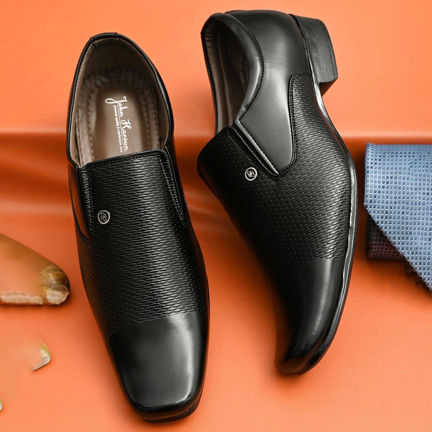 John Karsun Slip On Artificial Leather Black Formal Shoes - Formal Shoes | Buy online on ZillyBuy