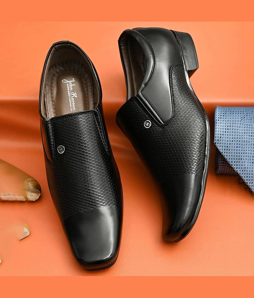 John Karsun Slip On Artificial Leather Black Formal Shoes - Formal Shoes | Buy online on ZillyBuy
