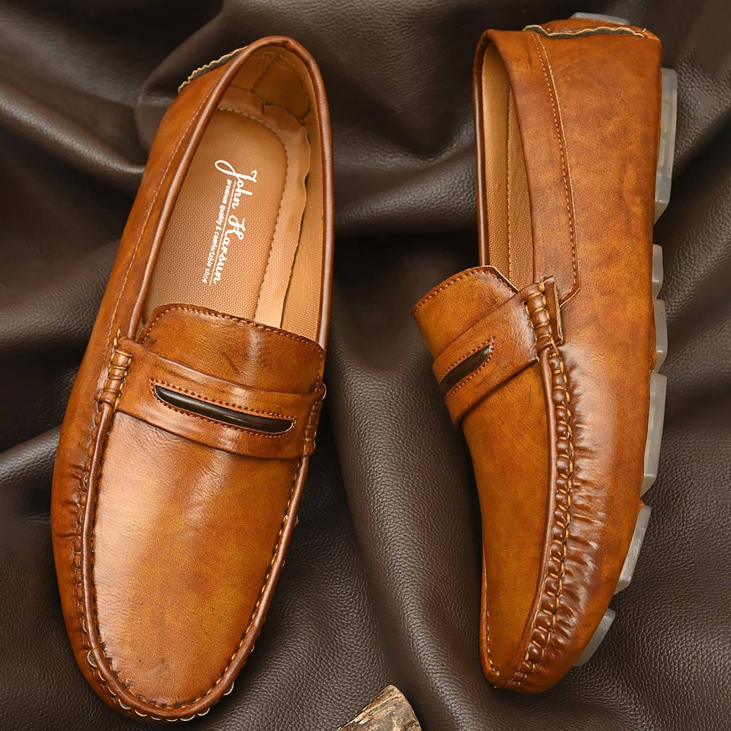 John Karsun Tan Loafers - Formal Shoes | Buy online on ZillyBuy