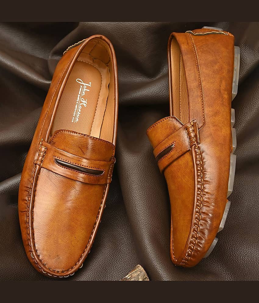 John Karsun Tan Loafers - Formal Shoes | Buy online on ZillyBuy