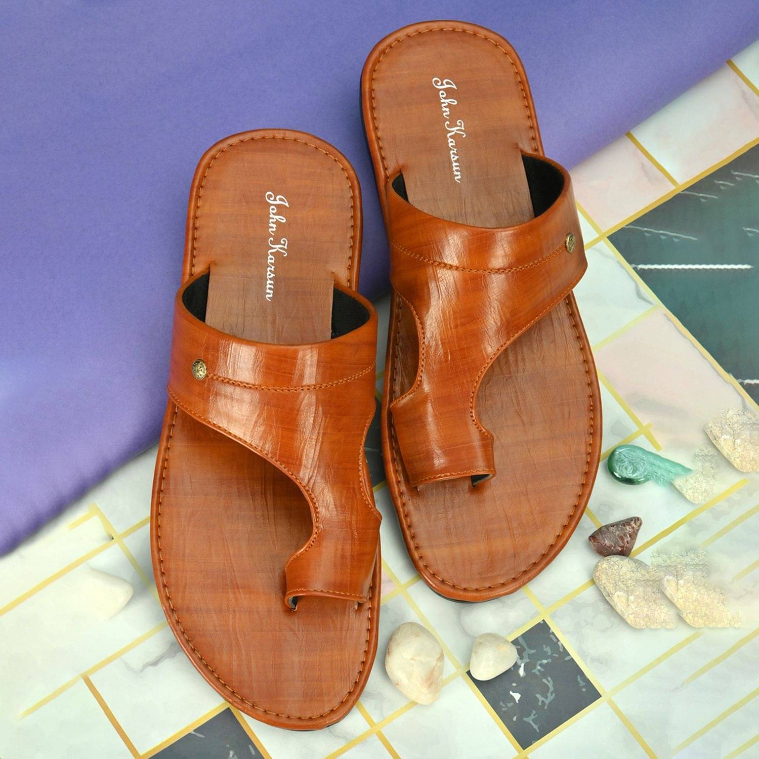     			John Karsun - Tan Men's Leather Slipper