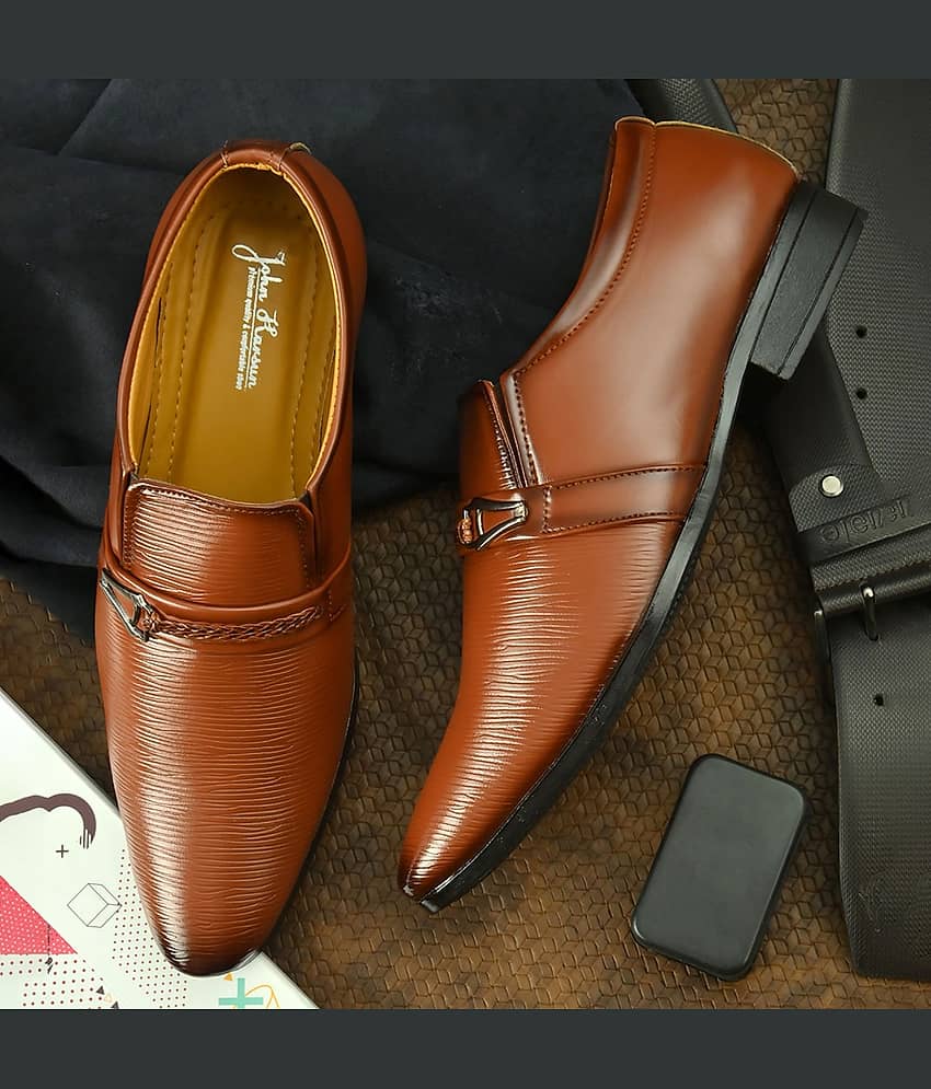 John Karsun - Tan Men's Mocassin Formal Shoes - Formal Shoes | Buy online on ZillyBuy