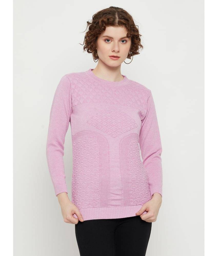 KASMA Acro Wool Round Neck Women's Pullovers - Purple ( ) KASMA Acro Wool Round Neck Women's Pullovers - Purple ( )