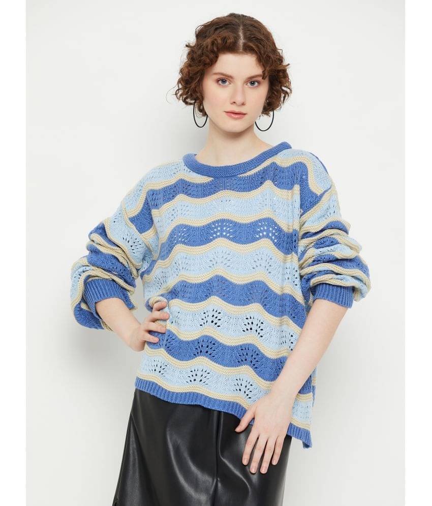     			KASMA Acro Wool Round Neck Women's Pullovers - Blue ( )