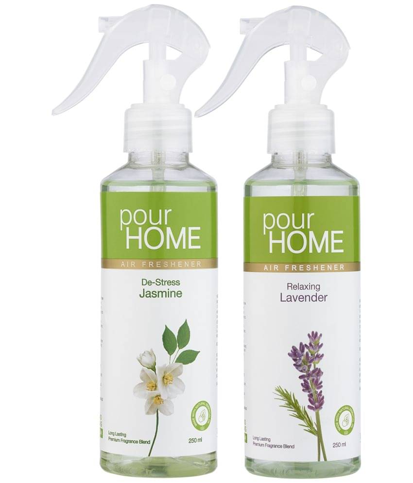 POUR HOME Relaxing Lavender & De-Stress Jasmine No Gas Room Freshener Spray, 250ml Each (Pack of 2) POUR HOME Relaxing Lavender & De-Stress Jasmine No Gas Room Freshener Spray, 250ml Each (Pack of 2)